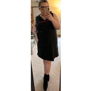 Black ‘Leave Me Alone’ Dress with Hood and Pocket